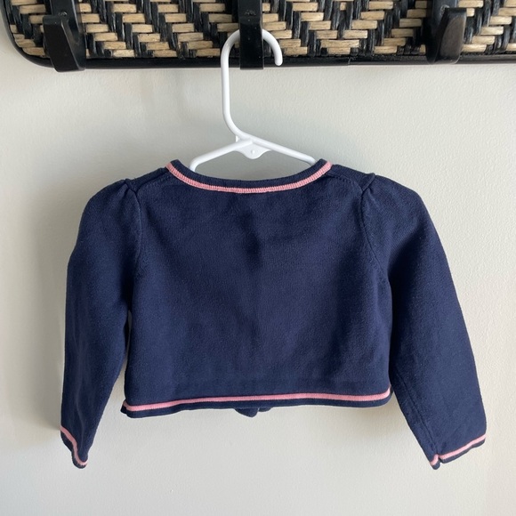 Janie and Jack Baby Girl Cardigan - Navy Blue/Pink - Size 18-24 Months - Picture 7 of 10